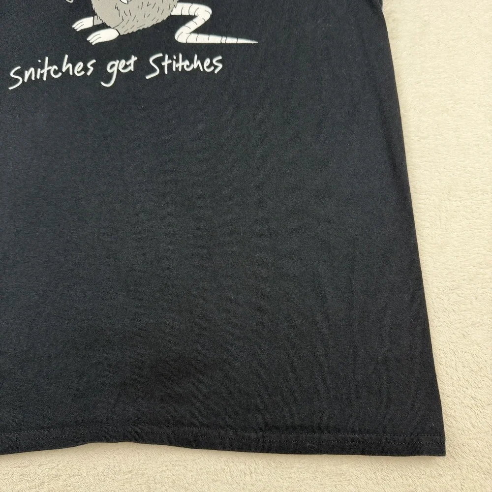 Riot Society Short Sleeve T-Shirt Men's Black Graphic Snitches Get Stitches Sz L